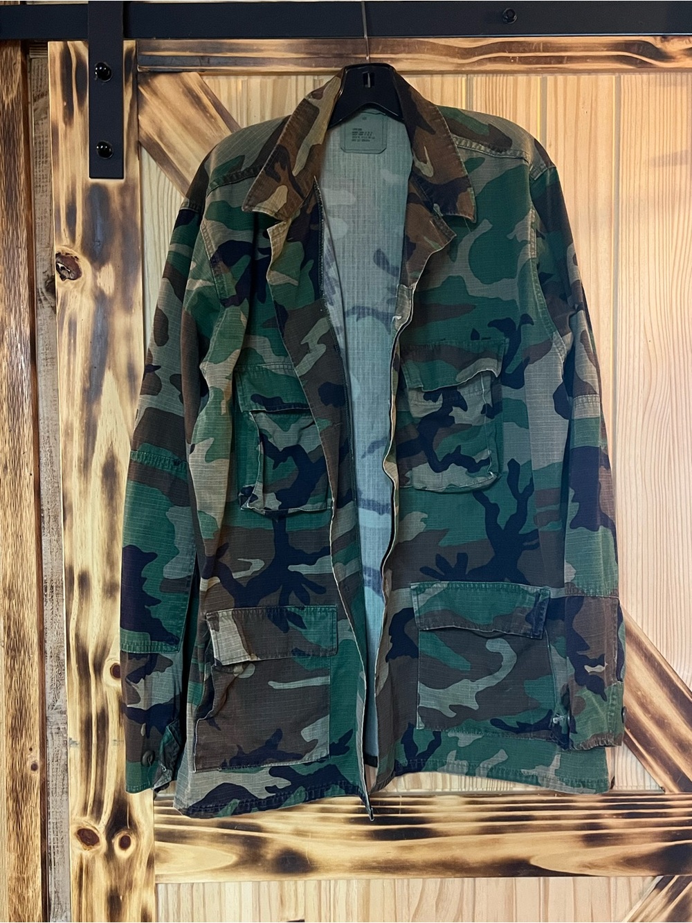 Vintage 1993 US Army M81 Woodland Camo BDU Jacket Shirt Ripstop Large Long